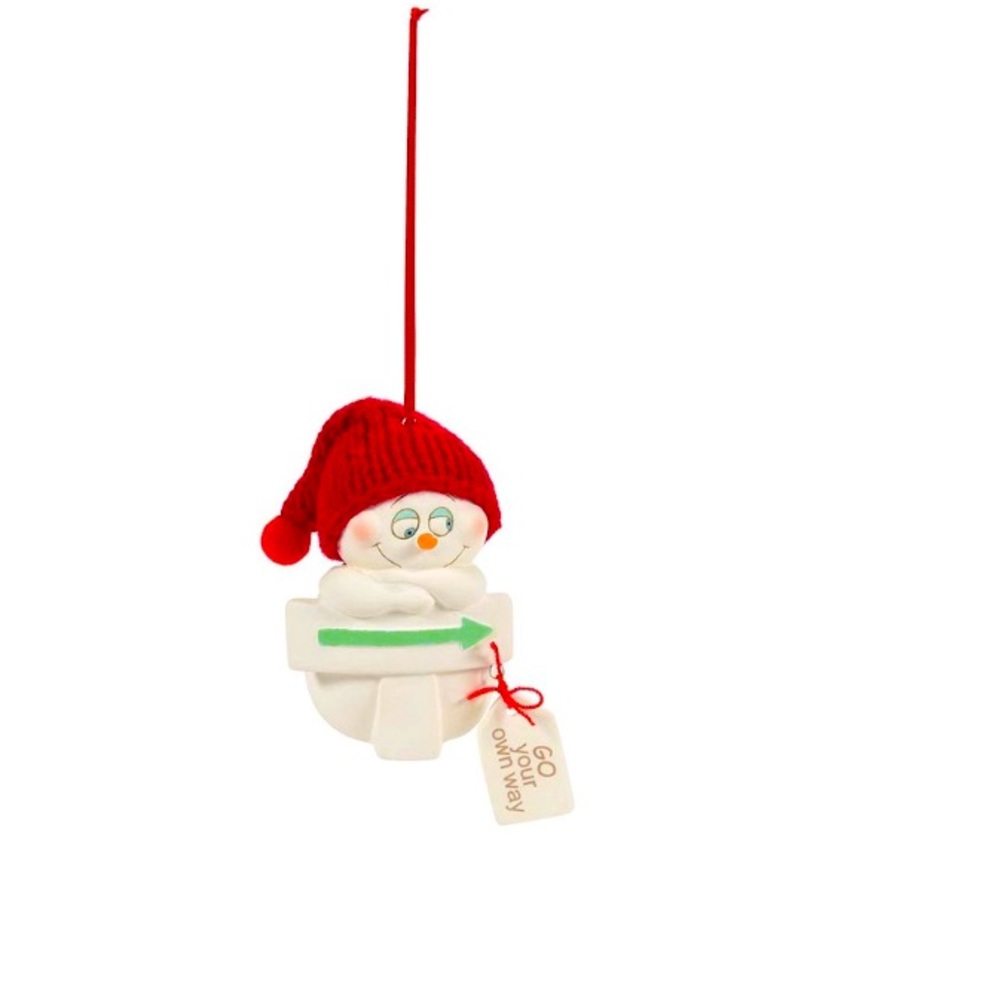 White Snow Person ‘Go You Own Way’ Ornament